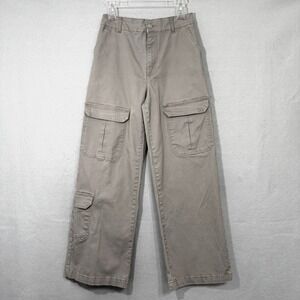 Forever 21 Women's Wide Leg Cargo Pants Size M Khaki Utility Y2K Streetwear